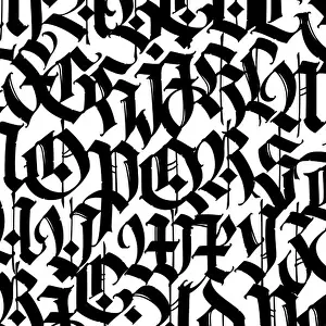 Calligraphy Prints: Font pattern, medieval gothic. Vector