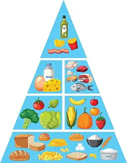 Nutrition Prints: Food nutrition groups pyramid illustration