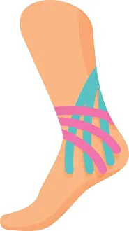 Knee Prints: Foot kinesio tape icon cartoon vector. Muscle tape. Sport support