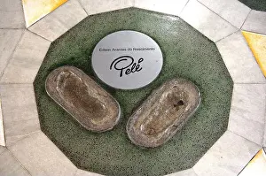 Fame Prints: foot prints of Pele in the hall of fame in Maracana Stadium in Rio de Janeiro, Brazil
