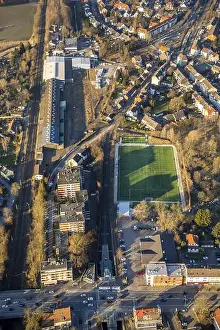 Team Sport Prints: Football field artificial turf field in Barop of the Rot-Weiss Barop 1896 eV on Krueckenweg in Dortmund in North