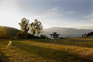 Bhutan Prints: Football field of Mongar, Mongar, Mongar District, Bhutan