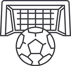 Penalty Prints: Football goal concept icon, linear isolated illustration