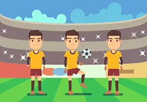 Kicking Prints: Football, soccer players vector illustration. Championship and play game
