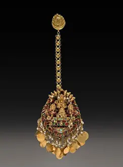Forehead Pendant with Sun God Surya in a Chariot with Attendants