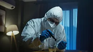 Evidence Prints: A forensic investigators at a crime scene