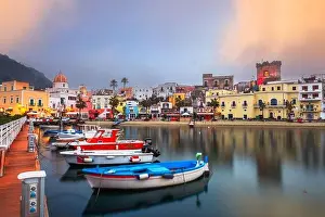 Forio, Ischia, Italy on the water at dusk