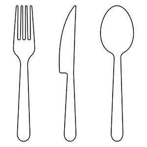 Dinning Prints: Fork, spoon and knife outline. Line art style