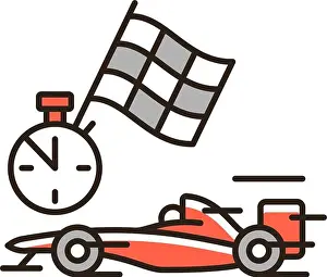 Sports Car Prints: Formula racing RGB color icon