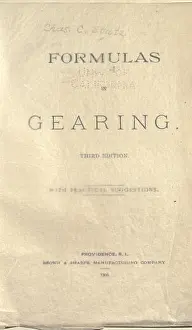 Title Page Prints: Formulas in gearing : with practical suggestions : Brown & Sharpe Manufacturing Co