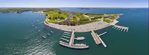 Old Park Prints: Fort Adams aerial view on Ocean Drive in Fort Adams State Park at Newport