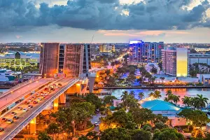Fort Lauderdale, Florida, USA skyline drawbridge at dusk