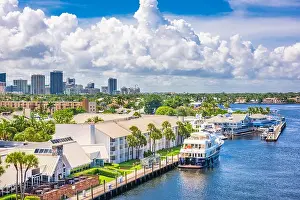 Fort Lauderdale Prints: Fort Lauderdale, Florida, USA skyline on the river in the afternoon