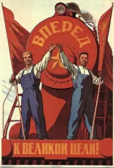 Colour Lithograph Prints: Forward to the great goal!. Museum: Russian State Library, Moscow