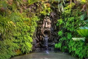 Bench Prints: Fountain at Giardini la Mortella gardens at Ischia, Italy
