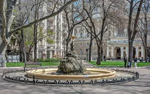 Odessa Prints: Fountain in the Palais Royal square in Odessa, Ukraine
