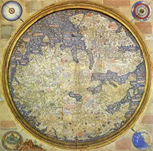 1400s Prints: Fra Mauro. The Fra Mauro Map by the Venetian cartographer