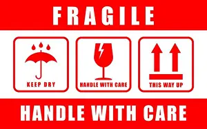 Stickers Prints: Fragile sticker icon symbol. Handle with care logo sign