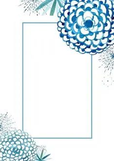 Frame of beautiful flower and spark. Watercolor hand painting. Design element for wallpaper, poster, flyer, banner, cover page, template, postcard