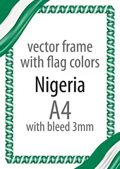 Nigeria Prints: Frame and border of ribbon with the colors of the Nigeria flag