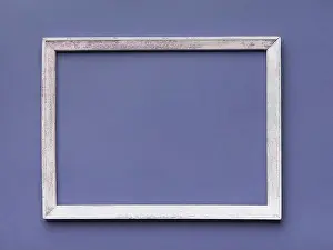 Empty Space Prints: Empty frame with wooden border on gray background