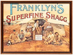 Coloured Prints: Framed advertising poster for Franklyn's Superfine Shagg tobacco
