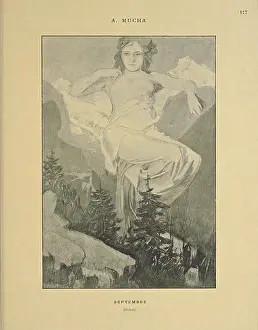 Linework Prints: Français : Alphonse Mucha les douze mois