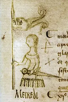 Français : Représentation de Jeanne d'Arc dans un registre du Parlement de Paris par le greffier Clément de