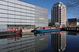 Barge Prints: France, Bas Rhin, Strasbourg, the AndrÚ Malraux library, in the port areas Austerlitz