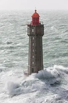 Lighthouses Prints: France Finistere Ile d'Ouessant February 8th 2014 Britain lighthouse in stormy weather during storm Ruth Jument