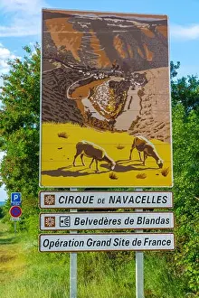 France, Gard, Cirque de Navacelles, Belvederes de Blandas, sign