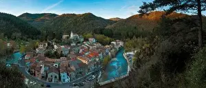 France, Herault, Regional Natural Park of Haut Languedoc, Avene, overhanging view of a Mediterranean village