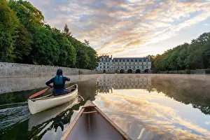 Water Sport Prints: France, Indre et Loire, Canadian canoe trip in the Cher Valley under