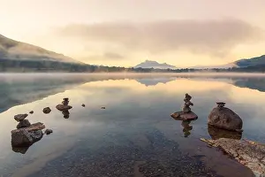 Ecotourism Prints: France, Isere, Matheysine Laffrey lakes with Obiou and Devoluy massif in background