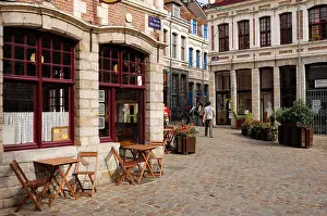 Alleyway Prints: France, Nord, Lille, Place aux Oignons and streets of the old walls of the old neighborhood in Lille
