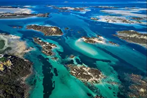 World Destination Prints: France, Normandy, Manche department, Chausey isands, aerial view