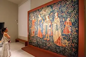 France, Paris, National museum of the Middle Ages-Cluny museum, tapestries of the Lady with the Unicorn