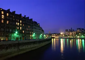 Illuminate Prints: France, Paris, River Seine at night