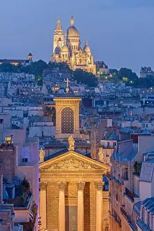 Montmartre Prints: France, Paris, the Sacre Coeur basilica on the Montmartre hill