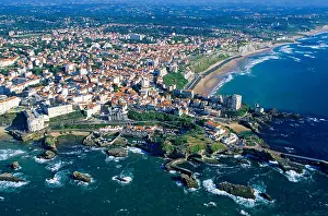 Littoral Prints: France, Pyrenees Atlantiques, Biarritz (aerial view)