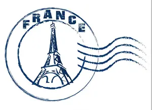 Passport Prints: France stamp vintage style on white background
