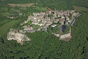 Occitania Prints: France, Tarn Puycelsi, classified village, aerial view