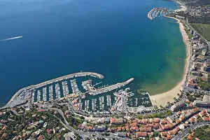 Dazur Prints: France, Var, Le Lavandou the coast its port and beach resort of international renown (aerial photo)