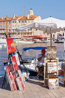 Saint Tropez Prints: France, Var, St Tropez, painter at the harbour