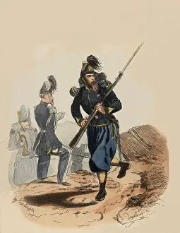 Clothings Prints: Francia. Siglo XIX. Uniforme de Cazadores a pié de la guardia imperial