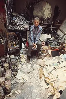 Dirty Prints: Francis Bacon in his studio in London in 1974. Photo Michael Holtz
