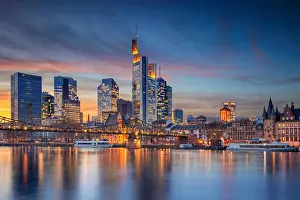 Frankfurt am Main, Germany. Cityscape image of Frankfurt am Main skyline during beautiful sunset