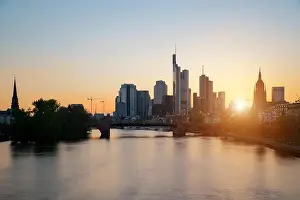 Frankfurt am main urban skyline with skyscrapers building at night in Frankfurt, Germany