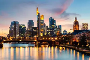 Frankfurt am main urban skyline with skyscrapers building at night in Frankfurt, Germany
