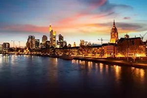Frankfurt am main urban skyline with skyscrapers building at night in Frankfurt, Germany
